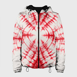 Куртка с капюшоном женская Тай-дай бело-красный, цвет: 3D-черный