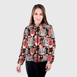 Куртка с капюшоном женская Узор тигр с лисой, цвет: 3D-черный — фото 2