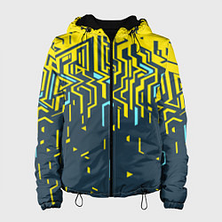 Куртка с капюшоном женская Яркий абстрактный геометрический рисунок для спорт, цвет: 3D-черный