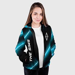 Куртка с капюшоном женская The Sims неоновые лампы, цвет: 3D-черный — фото 2