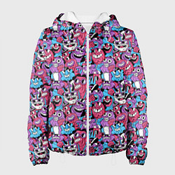 Куртка с капюшоном женская Смеющиеся монстры, цвет: 3D-белый