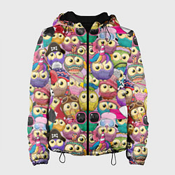 Куртка с капюшоном женская Мультяшные совы, цвет: 3D-черный
