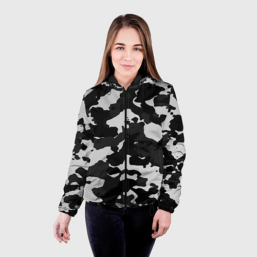 Женская куртка Камуфляж серый / 3D-Черный – фото 4