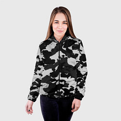 Куртка с капюшоном женская Камуфляж серый, цвет: 3D-черный — фото 2