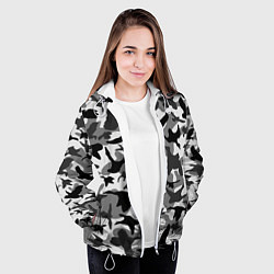 Куртка с капюшоном женская Камуфляж птицы чёрный, цвет: 3D-белый — фото 2