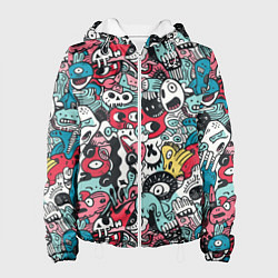 Куртка с капюшоном женская Дудл животные абстракция, цвет: 3D-белый