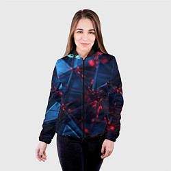Куртка с капюшоном женская Абстрактные треугольные элементы, цвет: 3D-черный — фото 2