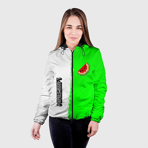 Женская куртка Minecraft colors green game / 3D-Черный – фото 4