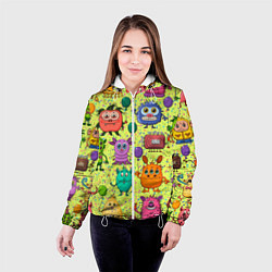 Куртка с капюшоном женская Цветные монстрики, цвет: 3D-белый — фото 2