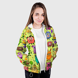 Куртка с капюшоном женская Цветные монстрики, цвет: 3D-белый — фото 2
