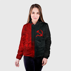 Куртка с капюшоном женская СССР геометрия спорт символика, цвет: 3D-черный — фото 2