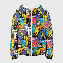 Куртка с капюшоном женская Креативные коты, цвет: 3D-белый