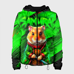 Куртка с капюшоном женская Хомячок самурай, цвет: 3D-черный
