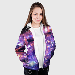 Куртка с капюшоном женская Плавление абстрактных блестящих камней, цвет: 3D-белый — фото 2