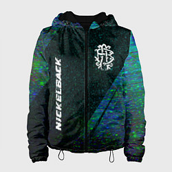 Куртка с капюшоном женская Nickelback glitch blue, цвет: 3D-черный