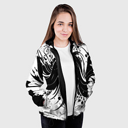 Куртка с капюшоном женская Чёрно-белая абстракция нейросеть, цвет: 3D-черный — фото 2