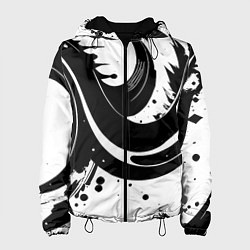 Куртка с капюшоном женская Чёрно-белая экспрессивная абстракция, цвет: 3D-черный