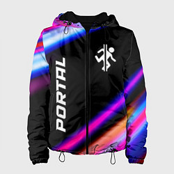 Куртка с капюшоном женская Portal fast light neon stripes, цвет: 3D-черный