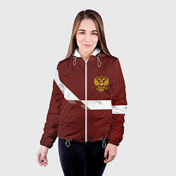 Куртка с капюшоном женская Россия спорт геометрия, цвет: 3D-белый — фото 2