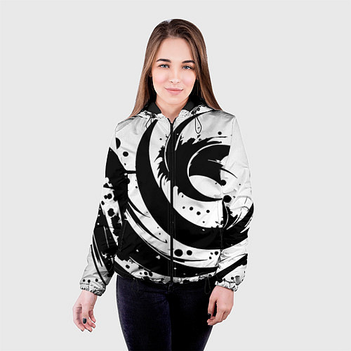 Женская куртка Ai art black and white abstraction / 3D-Черный – фото 4
