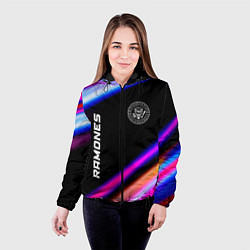 Куртка с капюшоном женская Ramones neon rock lights, цвет: 3D-черный — фото 2