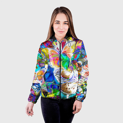 Женская куртка Живописные бабочки / 3D-Черный – фото 4