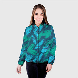 Куртка с капюшоном женская Абстракция узорчатая кисть, цвет: 3D-черный — фото 2
