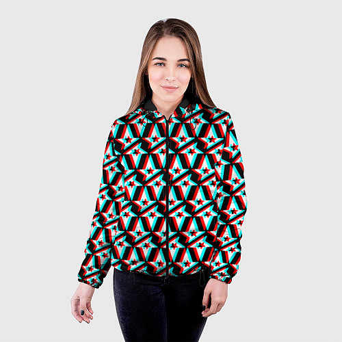 Женская куртка Астралис глитч логотип / 3D-Черный – фото 4