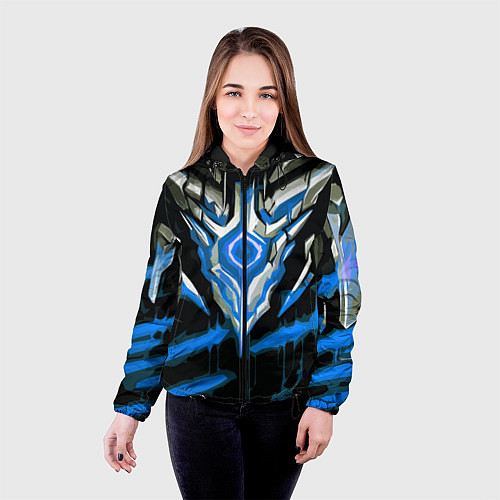 Женская куртка Абстрактная синяя руна / 3D-Черный – фото 4