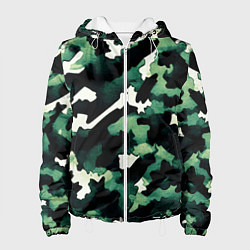 Куртка с капюшоном женская Яркий зелёный камуфляж, цвет: 3D-белый