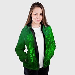 Куртка с капюшоном женская Leicester City - green gradient по-вертикали, цвет: 3D-черный — фото 2