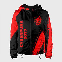 Куртка с капюшоном женская Cyberpunk 2077 - red gradient вертикально, цвет: 3D-черный
