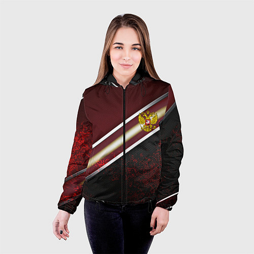 Женская куртка Сталь Россия текстура / 3D-Черный – фото 4