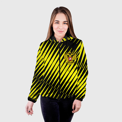 Женская куртка Герб РФ абстракция / 3D-Черный – фото 4