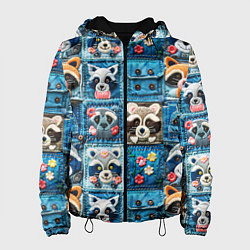 Куртка с капюшоном женская Пэчворк с энотами, цвет: 3D-черный