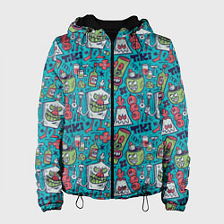 Куртка с капюшоном женская Гавайская вечеринка, цвет: 3D-черный