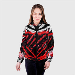 Куртка с капюшоном женская Red and white abstraction on a black background, цвет: 3D-черный — фото 2