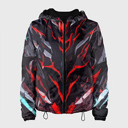 Куртка с капюшоном женская Красные адские полосы на чёрном фоне, цвет: 3D-черный
