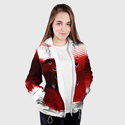 Куртка с капюшоном женская Doom eternal logo краски, цвет: 3D-белый — фото 2