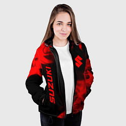 Куртка с капюшоном женская Suzuki - red gradient вертикально, цвет: 3D-черный — фото 2