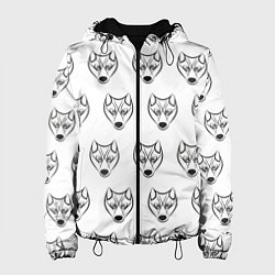Куртка с капюшоном женская Паттерн волк, цвет: 3D-черный