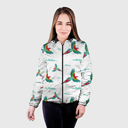 Куртка с капюшоном женская Пара летящих попугаев ара, цвет: 3D-черный — фото 2
