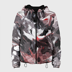 Куртка с капюшоном женская Абстрактный узор черно-серый, цвет: 3D-черный