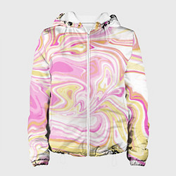 Куртка с капюшоном женская Абстракция мраморный фон, цвет: 3D-белый