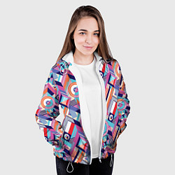 Куртка с капюшоном женская Зигзаги в геометрии, цвет: 3D-белый — фото 2