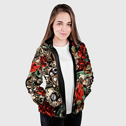 Куртка с капюшоном женская Граффити плюшевого медведя среди акул азарта, цвет: 3D-черный — фото 2