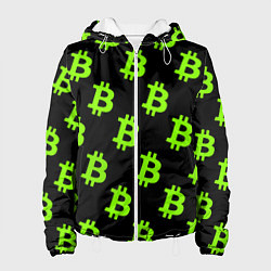 Куртка с капюшоном женская Биткоин кислотные монеты, цвет: 3D-белый