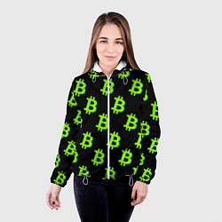 Куртка с капюшоном женская Биткоин кислотные монеты, цвет: 3D-белый — фото 2