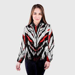 Куртка с капюшоном женская Красное абстрактное лицо монстра, цвет: 3D-черный — фото 2