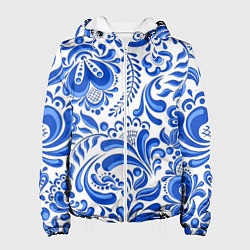 Куртка с капюшоном женская Русская гжель, цвет: 3D-белый
